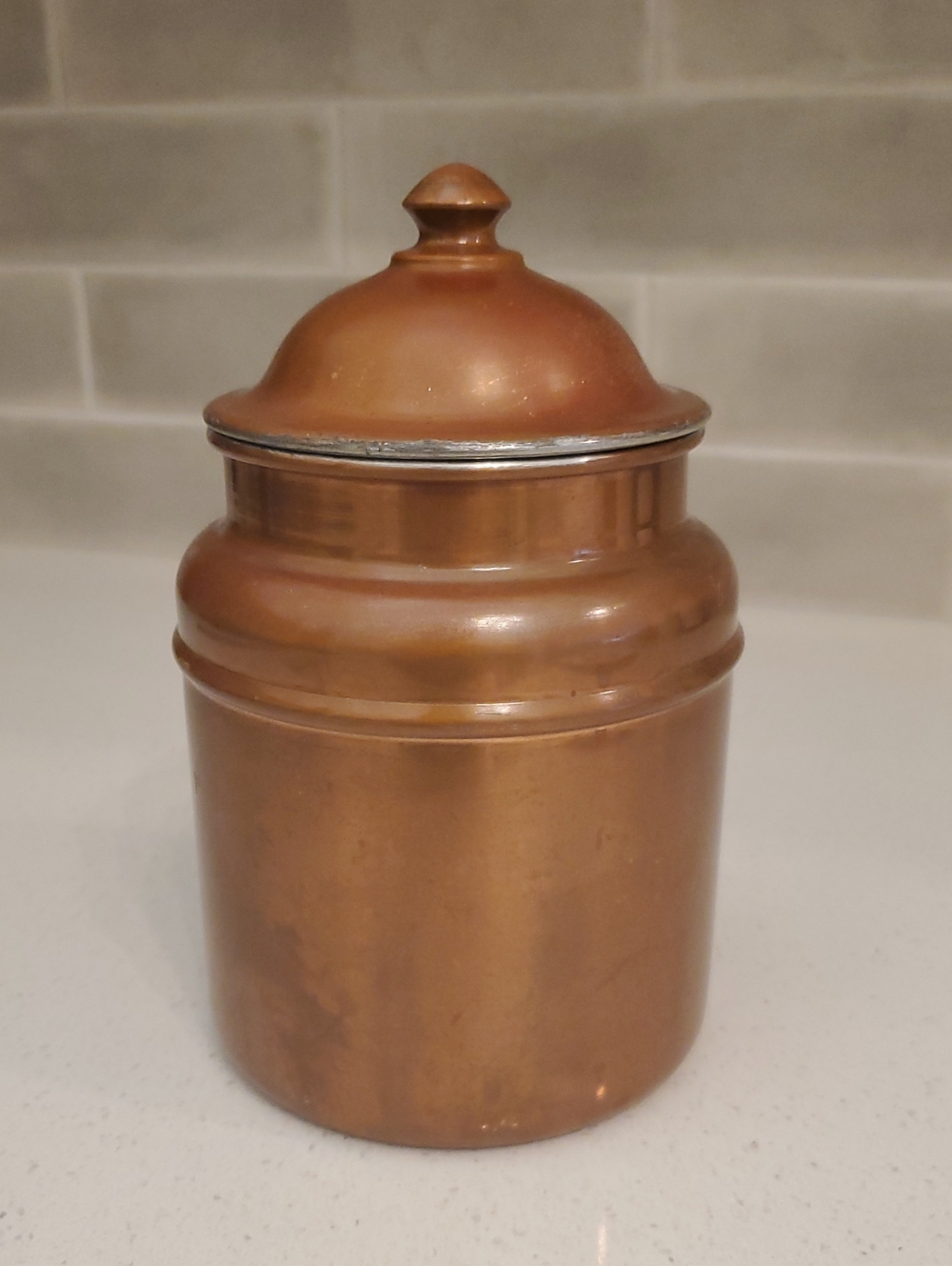 Vintage Taurus Copper on Tin Canister with Lid Portugal
